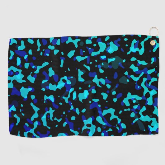 Trendy Cool Blue Black Camouflage Pattern Golfhandtuch (Horizontal)