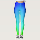 Trendy Cool Blue Green Ombre Gradient Name Typo Leggings (Vorderseite)