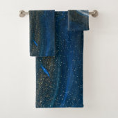 Trendy Cool Blue Marble Muster Badhandtuch Set (Insitu)