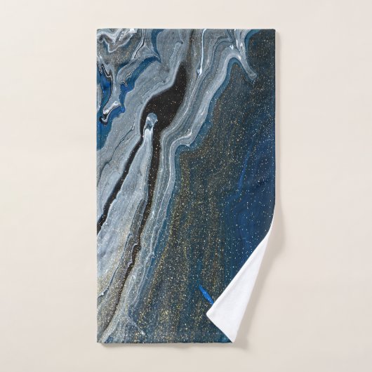 Trendy Cool Blue Marble Muster Badhandtuch Set (Handtuch)