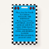 Trendy Cool Blue Race Car Birthday VIP Passes Ausweis (Rückseite)