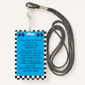 Trendy Cool Blue Race Car Birthday VIP Passes Ausweis (Rückseite mit Schlüsselband)