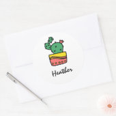 Trendy cool Cactus personalisiert name Template Runder Aufkleber (Umschlag)
