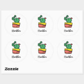 Trendy cool Cactus personalisiert name Template Runder Aufkleber (Blatt)