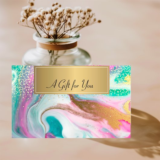 Trendy Cool Colorful Gold Marbella Confetti Rabattkarte