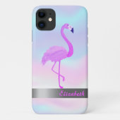 Trendy Cool Flamingo Holographic - Personalisiert Case-Mate iPhone Hülle (Rückseite)