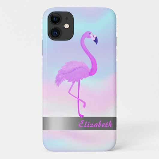 Trendy Cool Flamingo Holographic - Personalisiert Case-Mate iPhone Hülle (Rückseite)