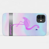 Trendy Cool Flamingo Holographic - Personalisiert Case-Mate iPhone Hülle (Rückseite (Horizontal))