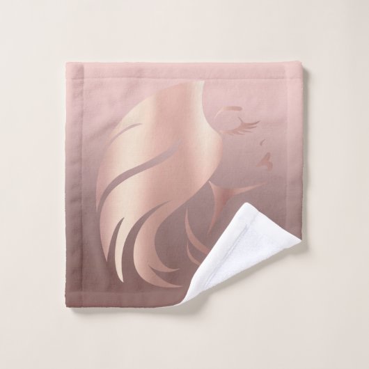 Trendy Cool Girl Face Silhouette Badhandtuch Set (Waschlappen)