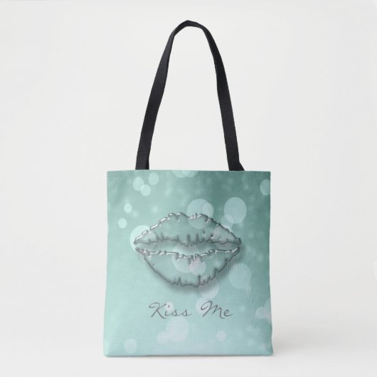 Trendy Cool Girly, Bokeh, Lips, Kiss Me Tasche (Vorderseite)
