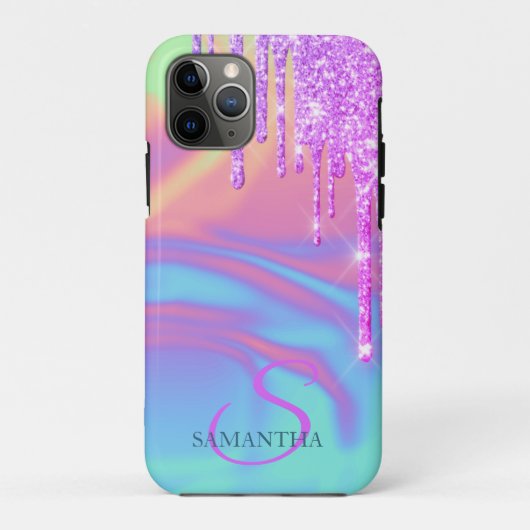 Trendy Cool Glitzer Tropfens Ombre Holographic Case-Mate iPhone Hülle (Rückseite)