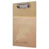 Trendy Cool Gold Glitzer Feather - Personalisiert Klemmbrett (Links)