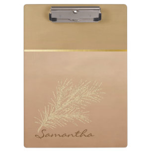 Trendy Cool Gold Glitzer Feather - Personalisiert Klemmbrett