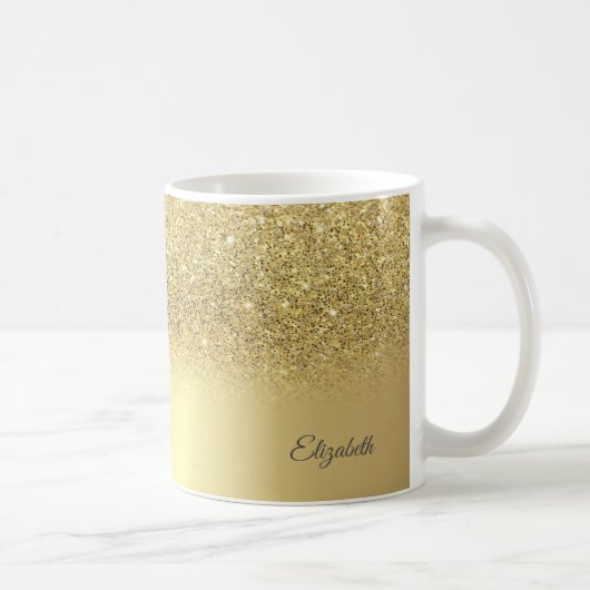 Trendy Cool Gold Glitzer, Silber - Personalisiert Kaffeetasse (Rechts)