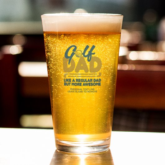 Trendy Cool "GOLF VATER" Blauer Typografie Pint Glas