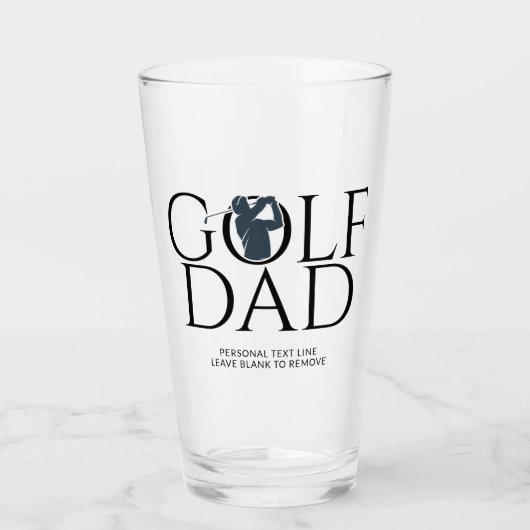 Trendy Cool "GOLF VATER" Navy Blue Pint Glas (Vorderseite)