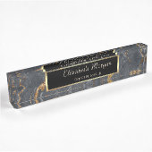Trendy Cool Gray Gold Marmorstein Namensplakette