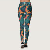 Trendy Cool Orange Snake Pattern Jungle Camouflage Leggings (Rückseite)