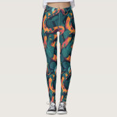 Trendy Cool Orange Snake Pattern Jungle Camouflage Leggings (Vorderseite)