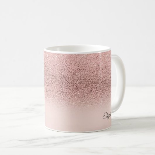 Trendy Cool Rose Gold Glitzer - Personalisiert Kaffeetasse (VorderseiteRechts)