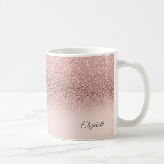 Trendy Cool Rose Gold Glitzer - Personalisiert Kaffeetasse (Rechts)