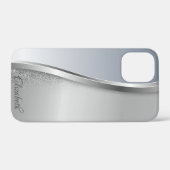 Trendy Cool Silver Glitzer - Personalisiert Case-Mate iPhone Hülle (Rückseite (Horizontal))