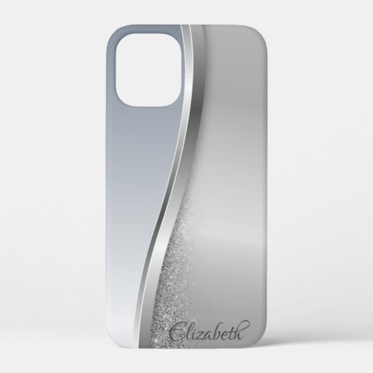 Trendy Cool Silver Glitzer - Personalisiert Case-Mate iPhone Hülle (Rückseite)