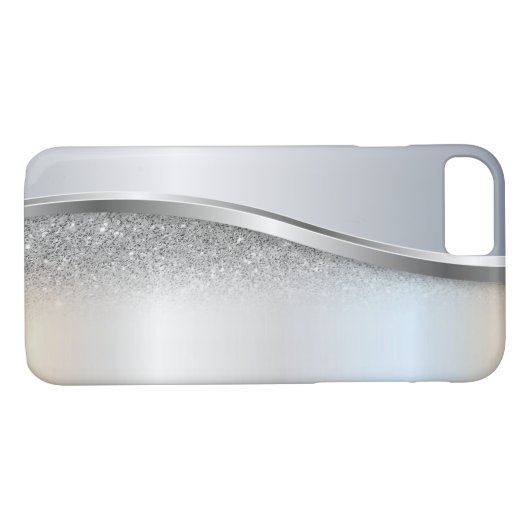 Trendy Cool Silver Glitzer - Personalisiert Case-Mate iPhone Hülle (Rückseite (Horizontal))
