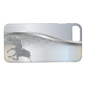 Trendy Cool Silver Glitzer Unicorn - Personalisier Case-Mate iPhone Hülle (Rückseite (Horizontal))