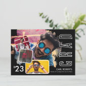 Trendy Cool Smudge 4 Foto Collage Graduation An Ankündigung (Stehend Vorderseite)