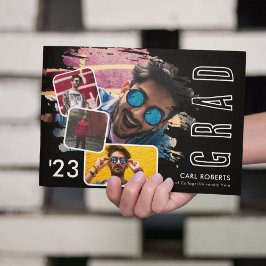 Trendy Cool Smudge 4 Foto Collage Graduation An Ankündigung