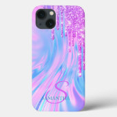 Trendy Cool Violet Glitzer Tropfen Holographisch Case-Mate iPhone Hülle (Rückseite)