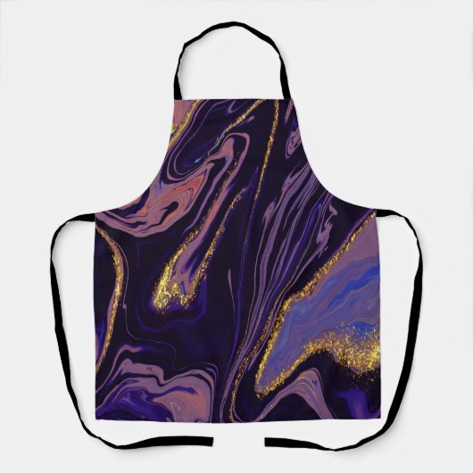Trendy Cool Violet Gold Marmormuster Schürze (Vorderseite)