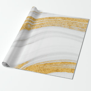 Trendy Cool White Marble Texture Gold Glitzer Geschenkpapier