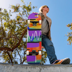 Trendy Coole, Abstrakte, farbenfrohe Kunstwerk Mod Skateboard