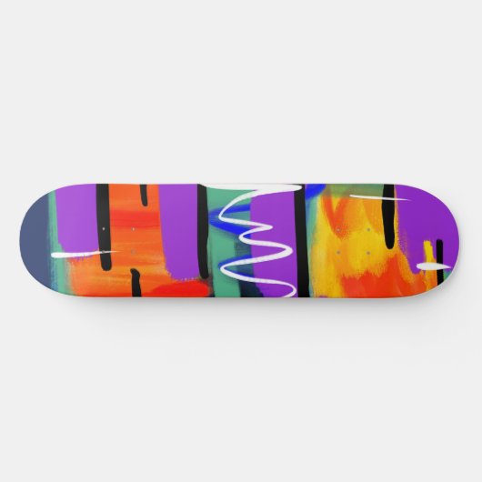 Trendy Coole, Abstrakte, farbenfrohe Kunstwerk Mod Skateboard (Horizontal)