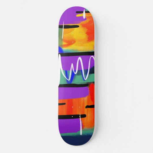 Trendy Coole, Abstrakte, farbenfrohe Kunstwerk Mod Skateboard (Vorderseite)
