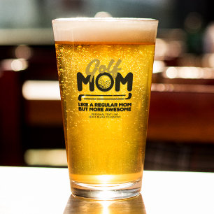 Trendy Coole "GOLF MAMA" Goldtypografie Pint Glas