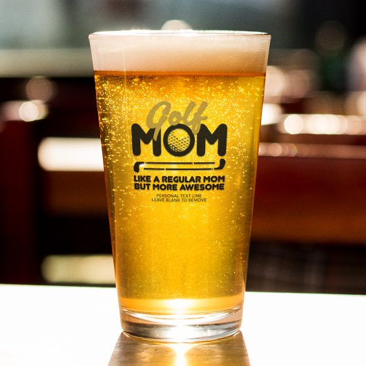 Trendy Coole "GOLF MAMA" Goldtypografie Pint Glas