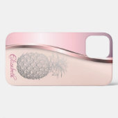 Trendy Coole Silber Ananas - Personalisiert Case-Mate iPhone Hülle (Rückseite (Horizontal))