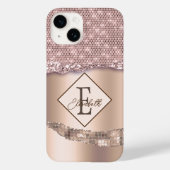 Trendy Copper Diamonds Monogram Case-Mate iPhone Hülle (Rückseite)