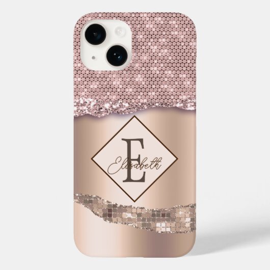 Trendy Copper Diamonds Monogram Case-Mate iPhone Hülle (Rückseite)