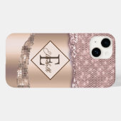 Trendy Copper Diamonds Monogram Case-Mate iPhone Hülle (Rückseite (Horizontal))