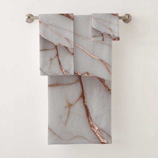 Trendy Copper Glitzer Marmor Badhandtuch Set (Insitu)