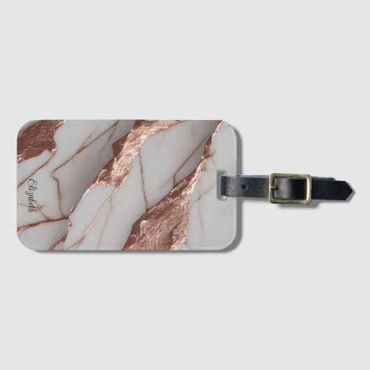 Trendy Copper Glitzer Marmor Gepäckanhänger (Vorderseite (Horizontal))