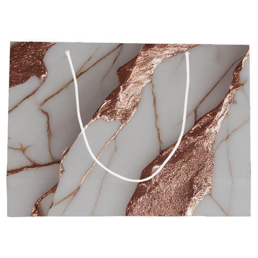 Trendy Copper Glitzer Marmor Große Geschenktüte (Rückseite)
