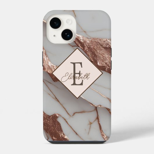Trendy Copper Glitzer Marmor iPhone Hülle (Rückseite)