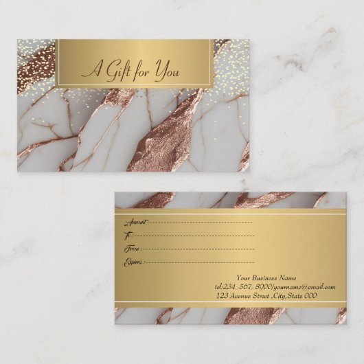 Trendy Copper Glitzer Marmor Rabattkarte (Vorne/Hinten)