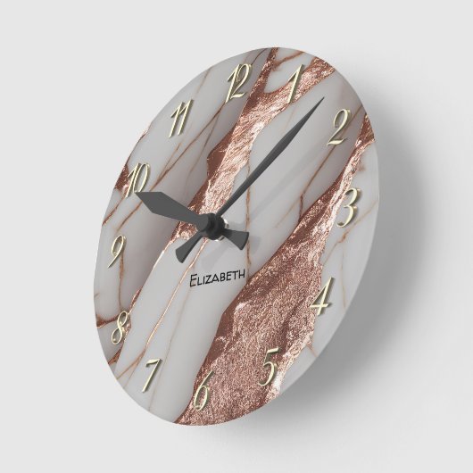 Trendy Copper Glitzer Marmor Runde Wanduhr (Winkel)