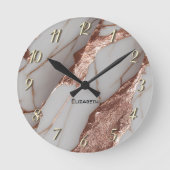 Trendy Copper Glitzer Marmor Runde Wanduhr (Vorderseite)